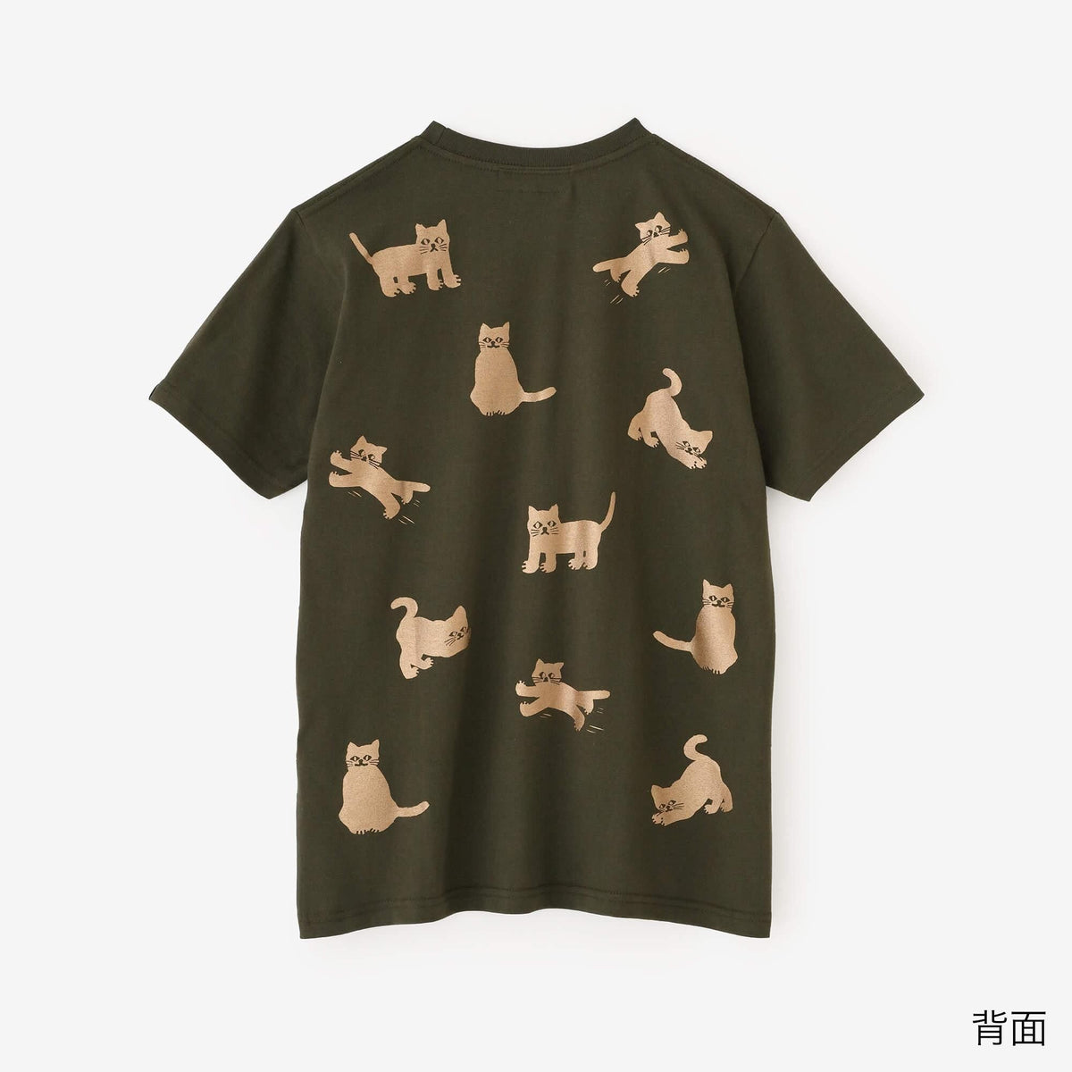 ねこ 半袖Tシャツ[5.0]／アーミーグリーン