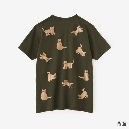 ねこ 半袖Tシャツ[5.0]／アーミーグリーン
