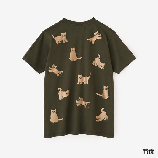 ねこ 半袖Tシャツ[5.0]／アーミーグリーン