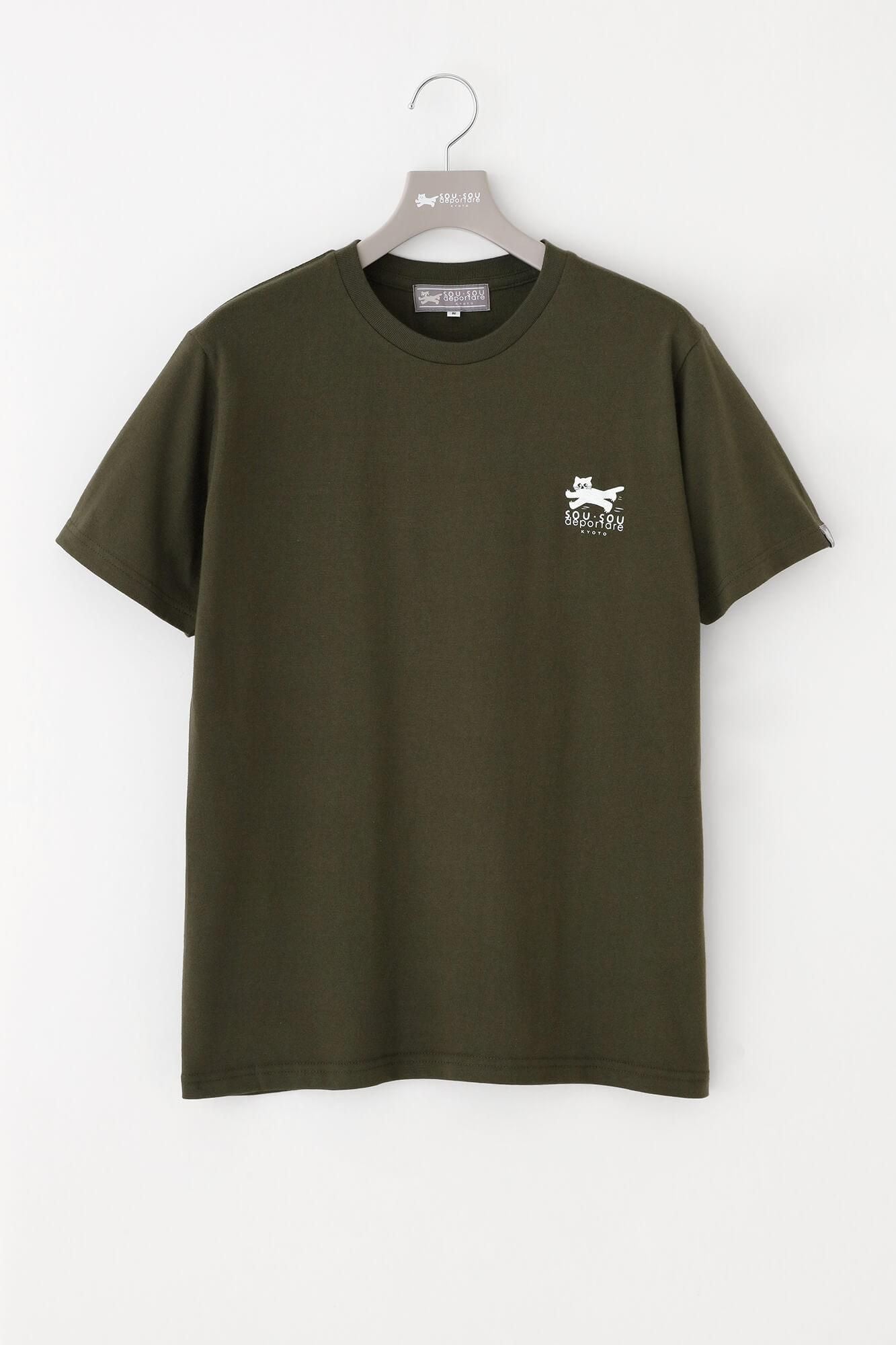 ねこ 半袖Tシャツ[5.0]／アーミーグリーン