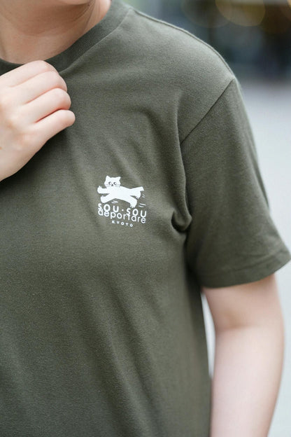 ねこ 半袖Tシャツ[5.0]／アーミーグリーン