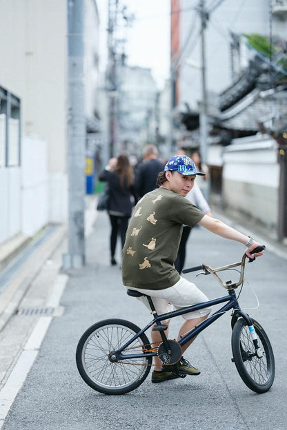 ねこ 半袖Tシャツ[5.0]／アーミーグリーン