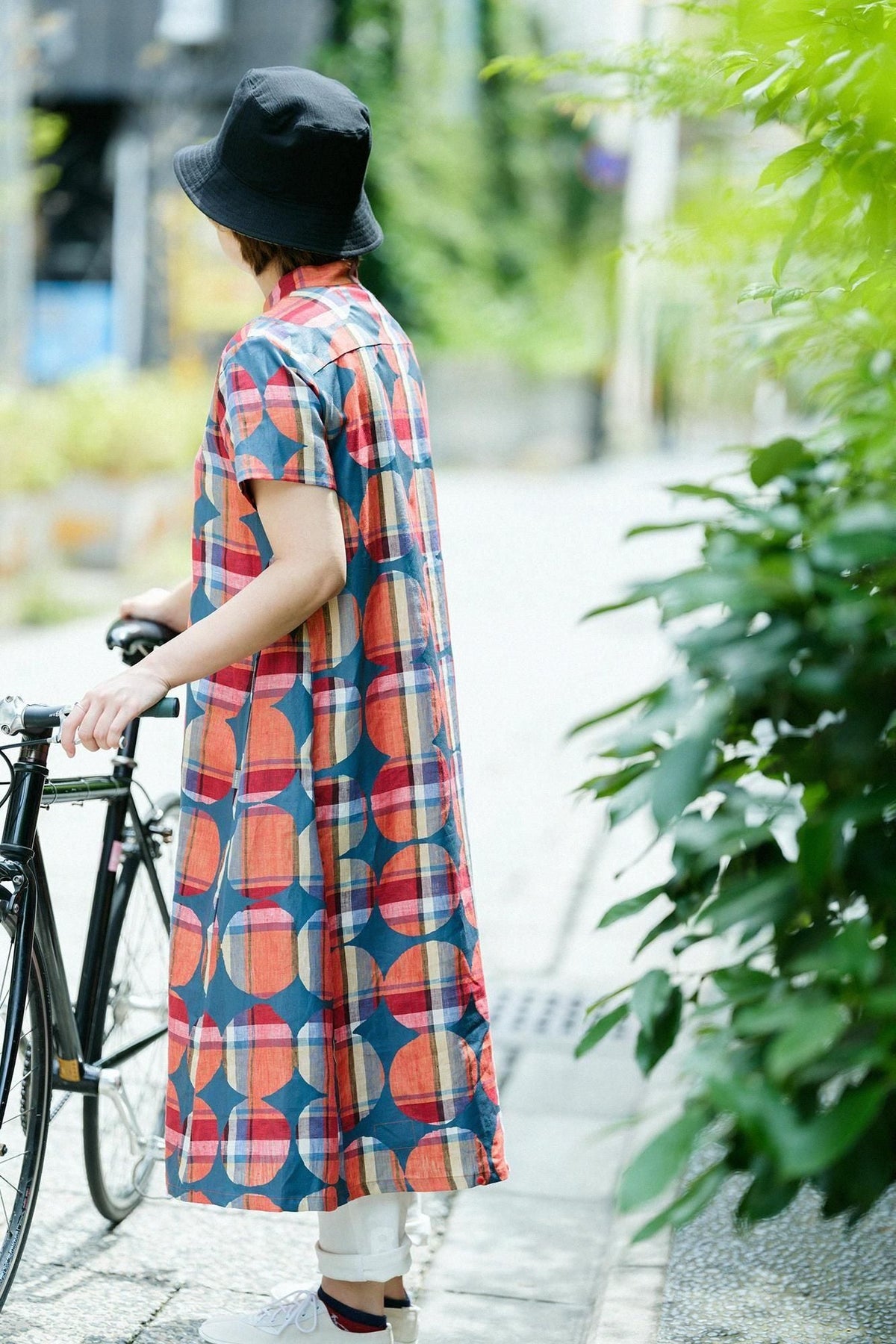 【net限定】リネンチェック BIKEワンピース／おはじき