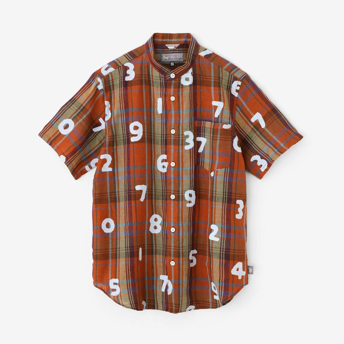 【net限定】リネンチェック 半袖シャツ／SO-SU-U ダークオレンジ×イエロー