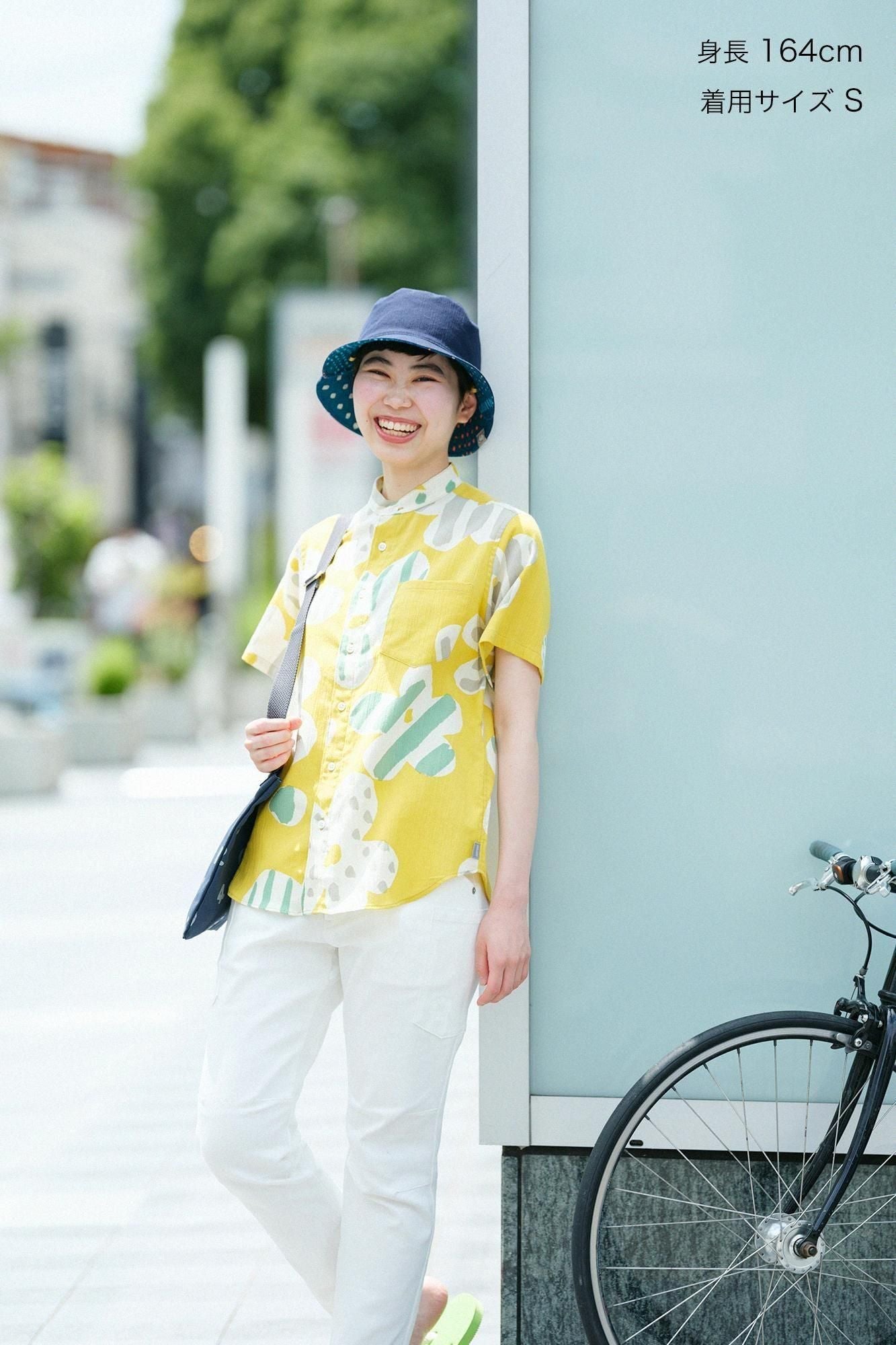 【net限定】高島縮 20/20 スタンドカラー半袖シャツ／はじける