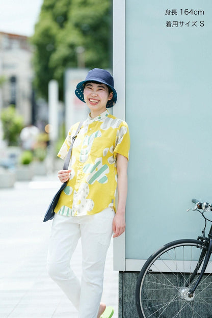 【net限定】高島縮 20/20 スタンドカラー半袖シャツ／はじける