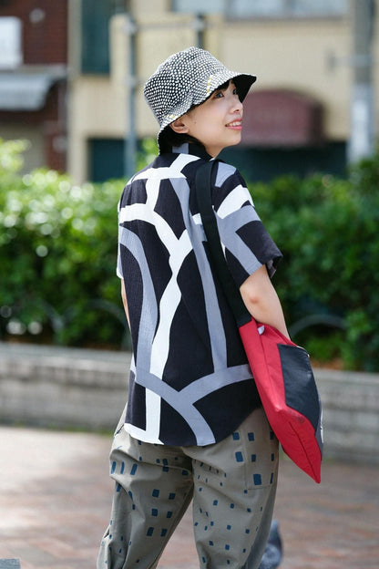 高島縮 20/20 半袖シャツ／大滝（おおたき） 濡羽色（ぬればいろ）
