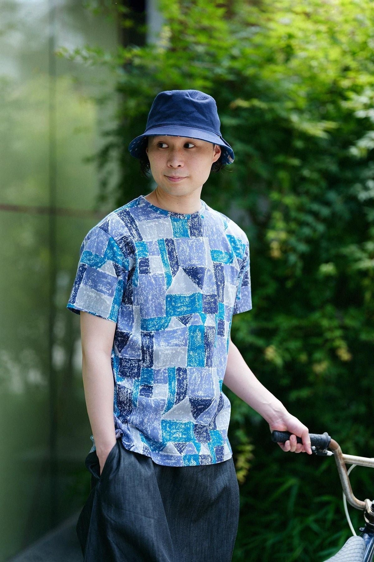 高島縮 40/40 半袖Tシャツ／つみ木の家
