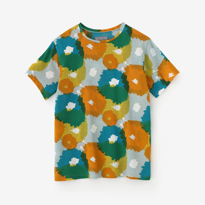高島縮 40/40 半袖Tシャツ／咲きほこる