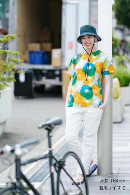 高島縮 40/40 半袖Tシャツ／咲きほこる