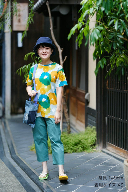 高島縮 40/40 半袖Tシャツ／咲きほこる