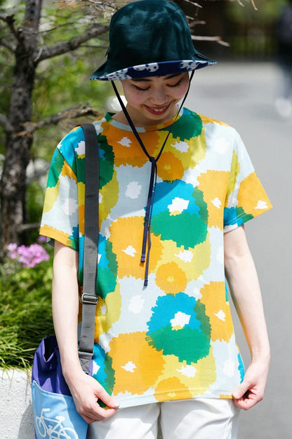 高島縮 40/40 半袖Tシャツ／咲きほこる