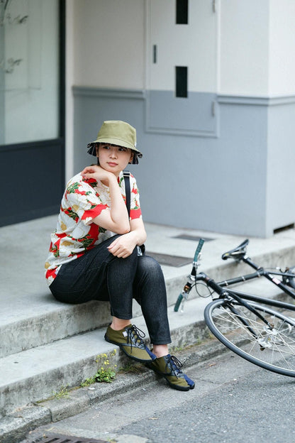 高島縮 40/40 半袖Tシャツ／牡丹華（ぼたんはなさく）