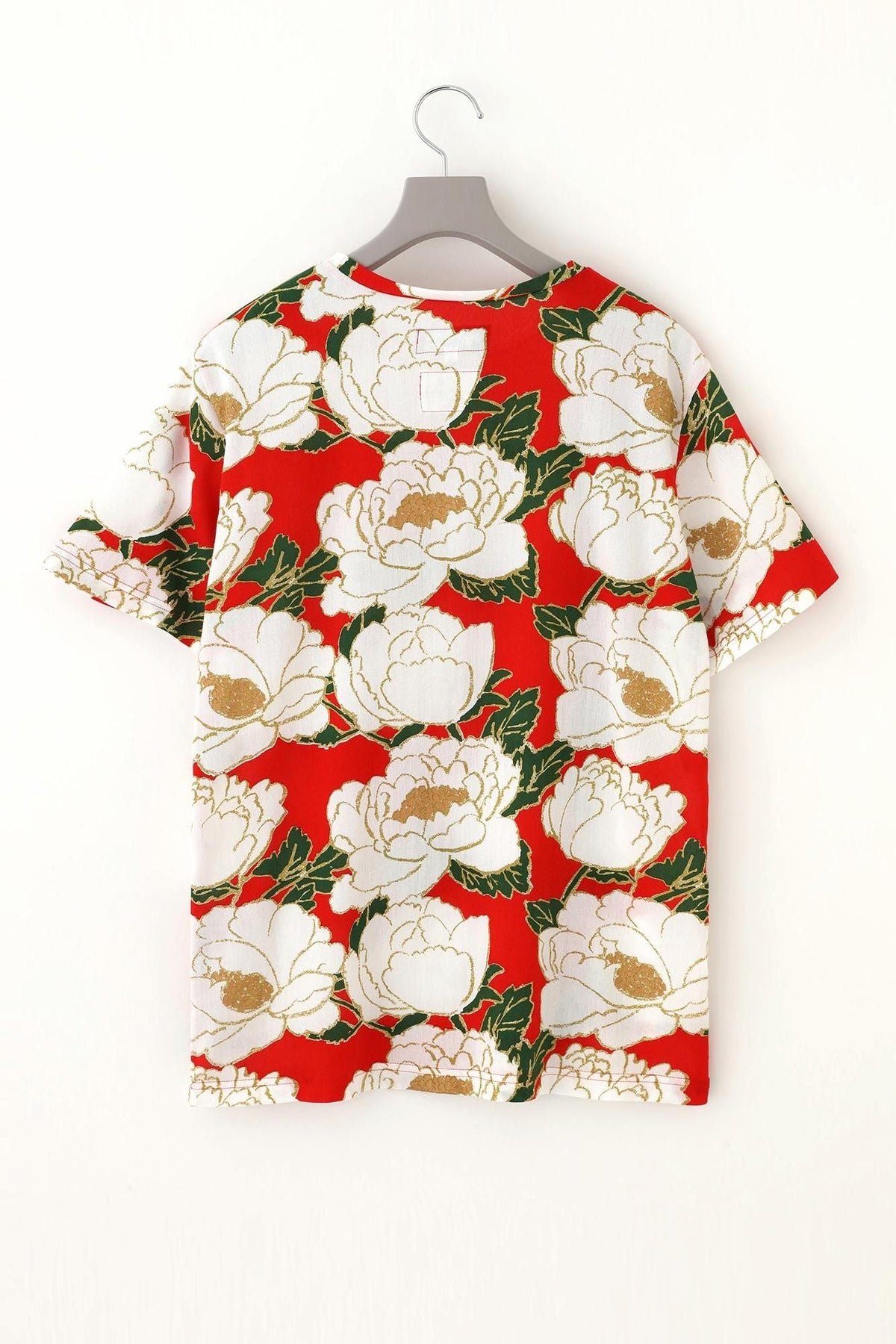 高島縮 40/40 半袖Tシャツ／牡丹華（ぼたんはなさく）