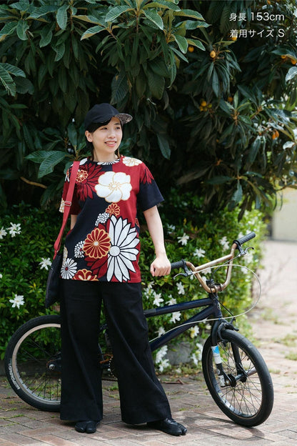 高島縮 40/40 半袖Tシャツ／金襴緞子（きんらんどんす）