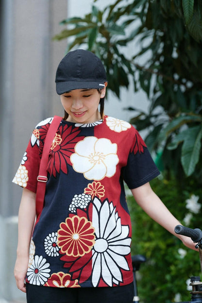 高島縮 40/40 半袖Tシャツ／金襴緞子（きんらんどんす）