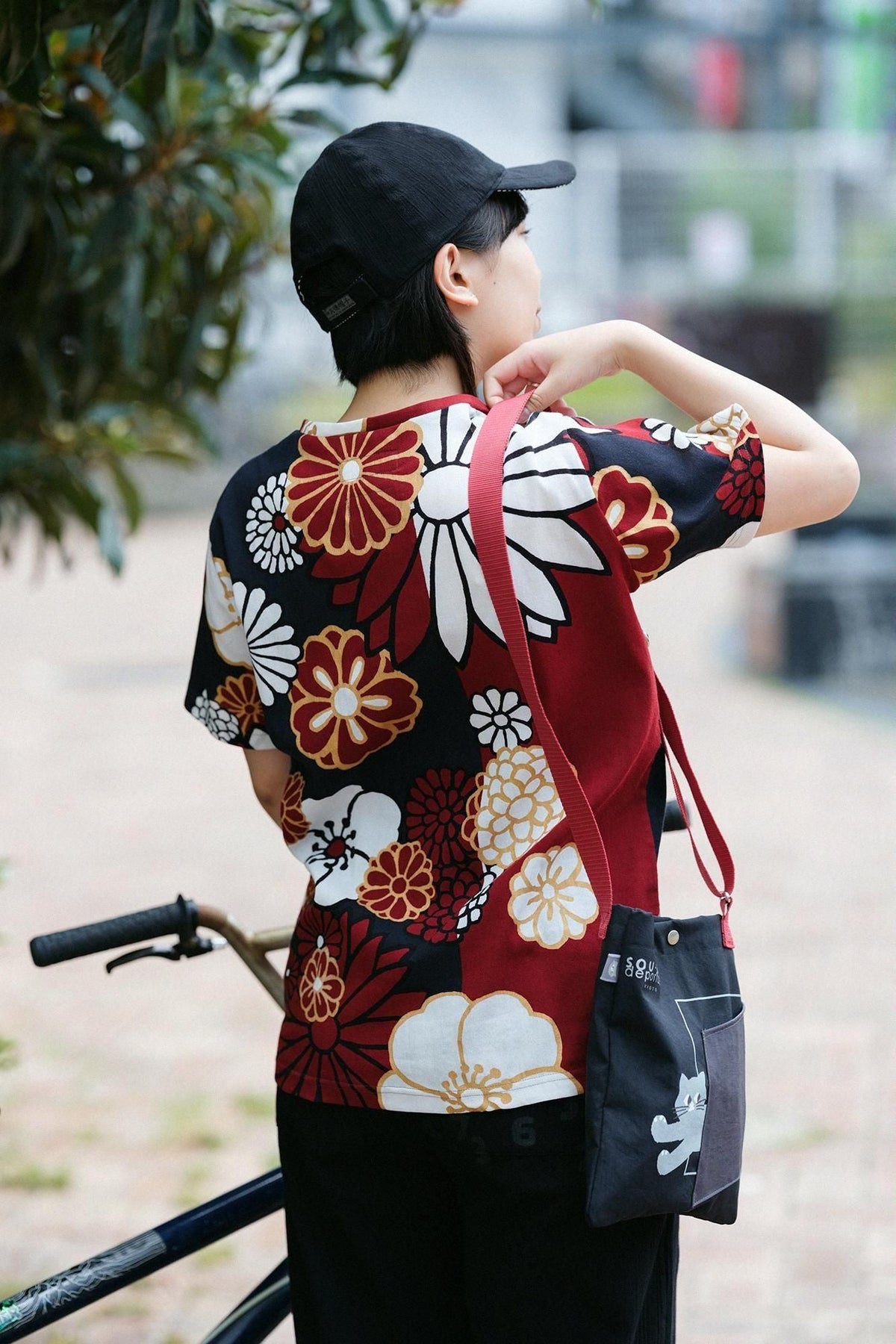 高島縮 40/40 半袖Tシャツ／金襴緞子（きんらんどんす）
