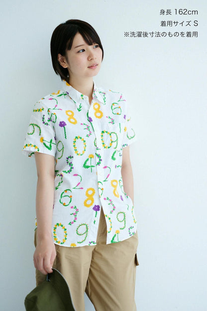 【net限定】伊勢木綿 文（ぶん） 半袖シャツ／花そすう