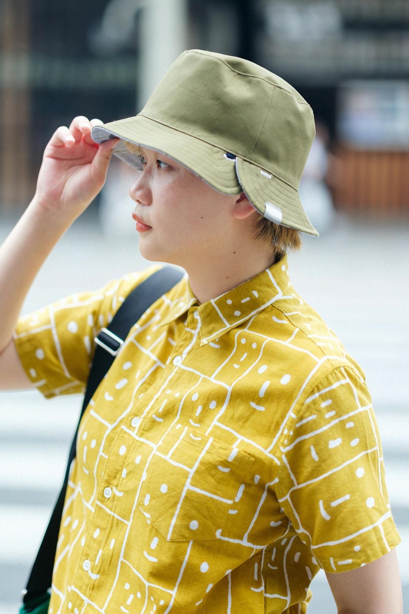 【net限定】伊勢木綿 文（ぶん） 半袖シャツ／笑顔 芥子色（からしいろ）