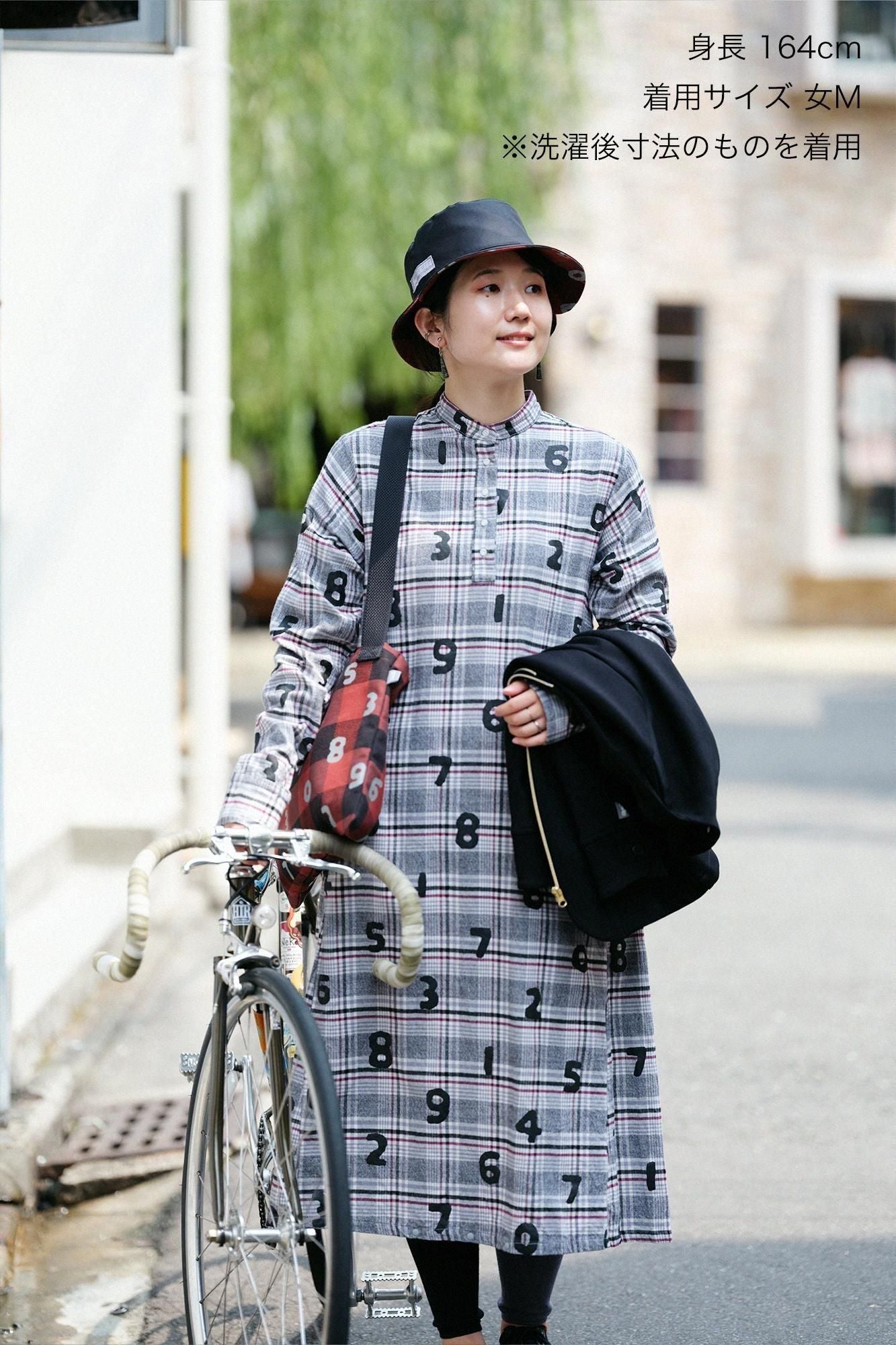 超長綿 グレンネルチェック H.N.BIKEワンピース／SO-SU-U グレー