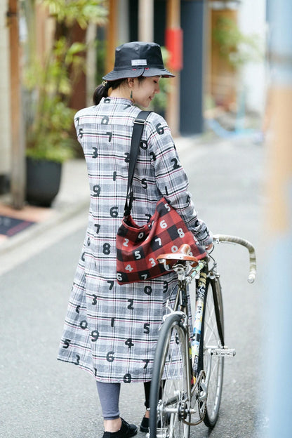 超長綿 グレンネルチェック H.N.BIKEワンピース／SO-SU-U グレー