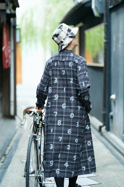 超長綿 グレンネルチェック H.N.BIKEワンピース／SO-SU-U ダークグレー