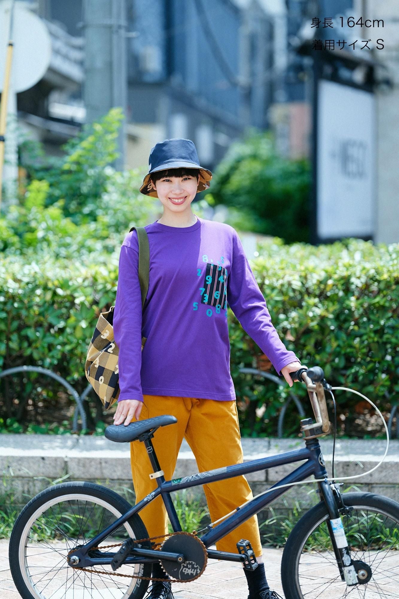 長袖 ポケットTシャツ[5.6]／パープル×SO-SU-U昆（こん）