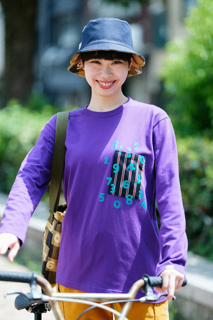 長袖 ポケットTシャツ[5.6]／パープル×SO-SU-U昆（こん）