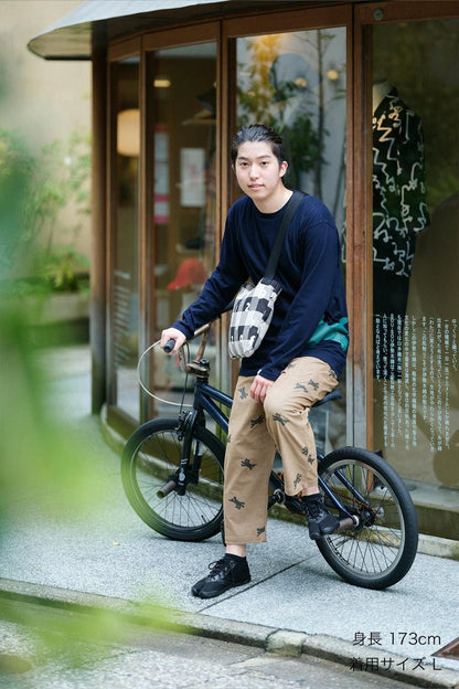 【net限定】ストレッチビロード BIKE すててこ／ねこ かけっこ イエローオーカー