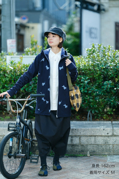 裏毛 BIKEパーカー／ねこ かけっこと余白（よはく） ネイビー