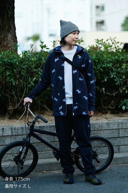 裏毛 BIKEパーカー／ねこ かけっこと余白（よはく） ネイビー