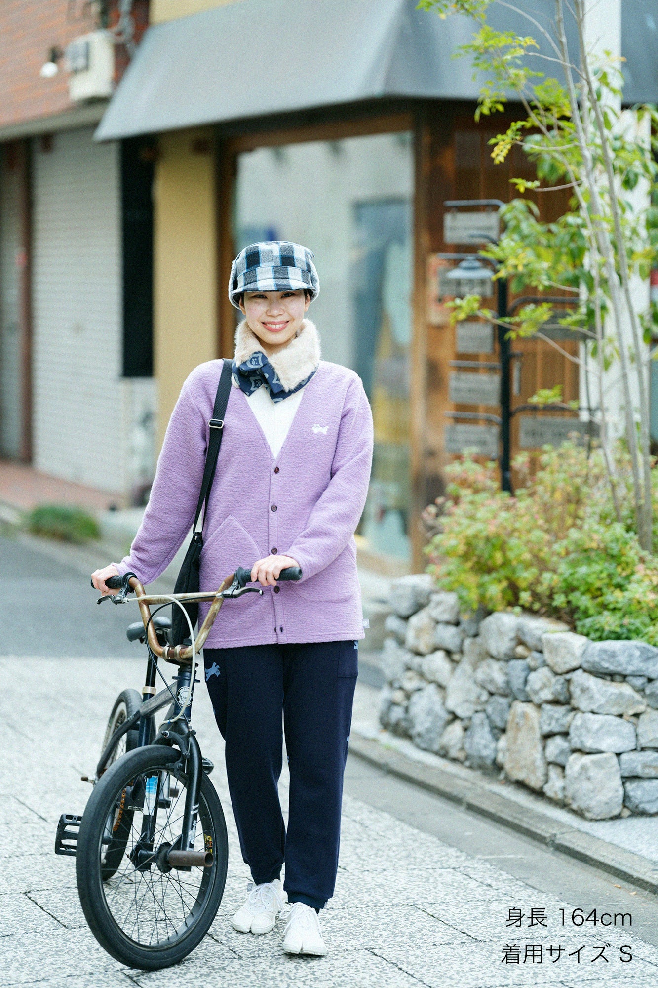 裏毛 BIKEパンツ／ネイビー×ねこ かけっこ