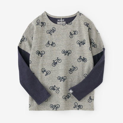 コットンリバーニット 型ぬき長袖Tシャツ／チャリンチャリンあっちこっち ヘザーサンドベージュ