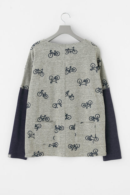 コットンリバーニット 型ぬき長袖Tシャツ／チャリンチャリンあっちこっち ヘザーサンドベージュ