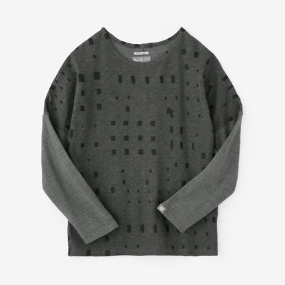 コットンリバーニット 型ぬき長袖Tシャツ／窓 グレー