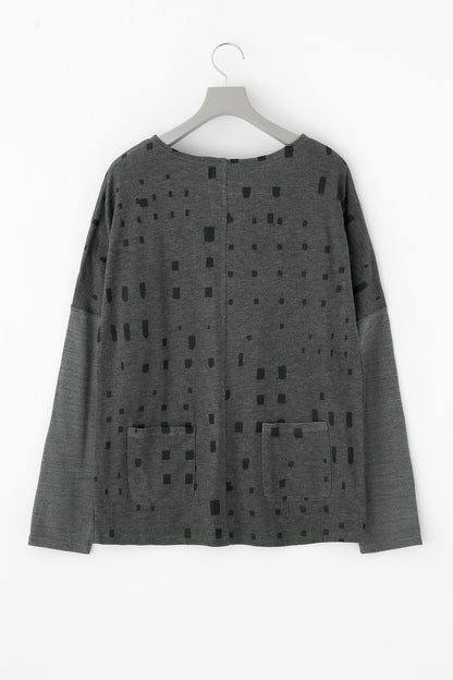 コットンリバーニット 型ぬき長袖Tシャツ／窓 グレー