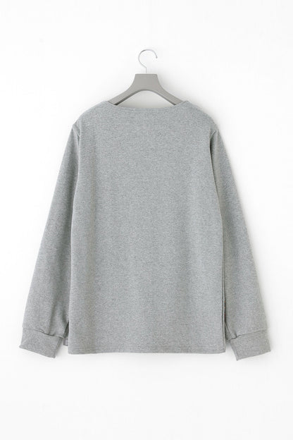 【net限定】裏毛 ボートネックスウェットシャツ／ヘザーグレー×テラコッタJQ