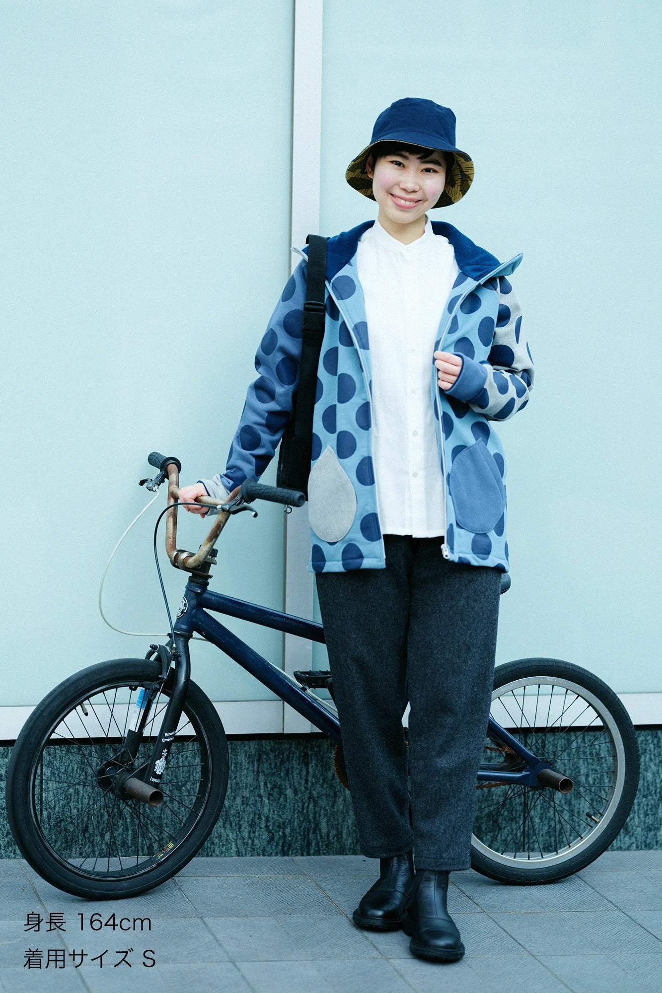 裏起毛 BIKEパーカー／KPD グレーグリーン・フォグブルー