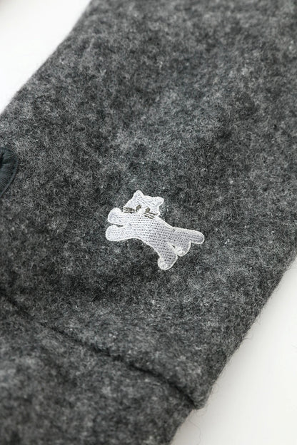 ボア×ウールブークレ ZIP UP N.W BIKEブルゾン／ガーネット×ダークグレー