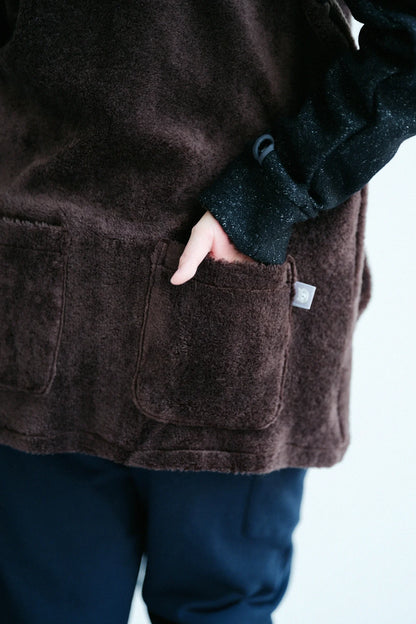 ボア×ウールブークレ ZIP UP N.W BIKEブルゾン／ダークブラウン×ブラック