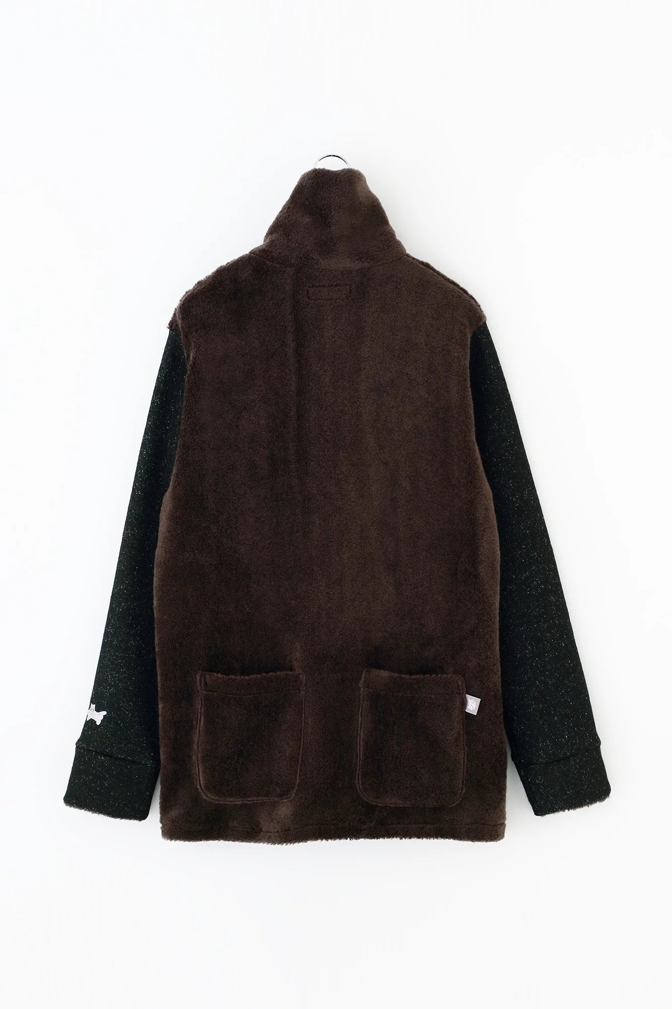 ボア×ウールブークレ ZIP UP N.W BIKEブルゾン／ダークブラウン×ブラック