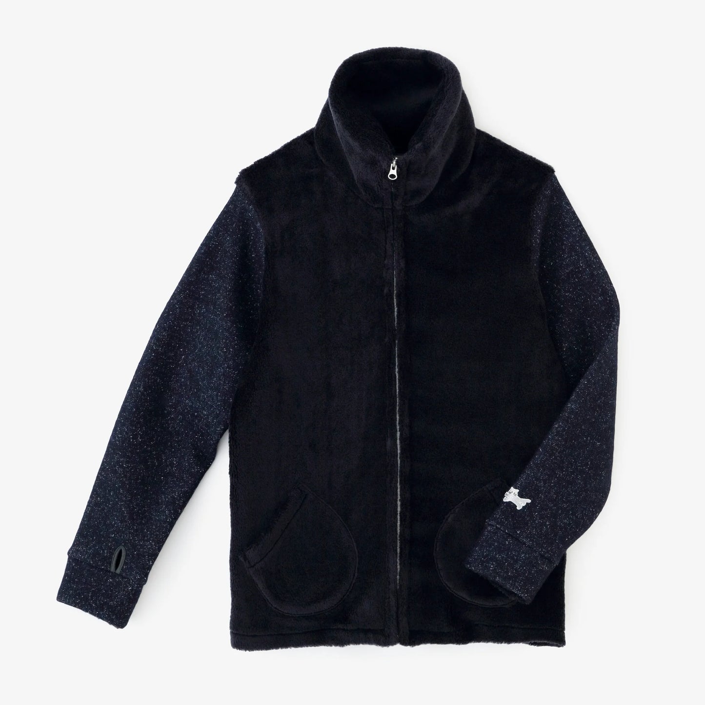 ボア×ウールブークレ ZIP UP N.W BIKEブルゾン／ネイビー×ネイビー