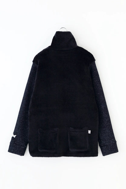 ボア×ウールブークレ ZIP UP N.W BIKEブルゾン／ネイビー×ネイビー