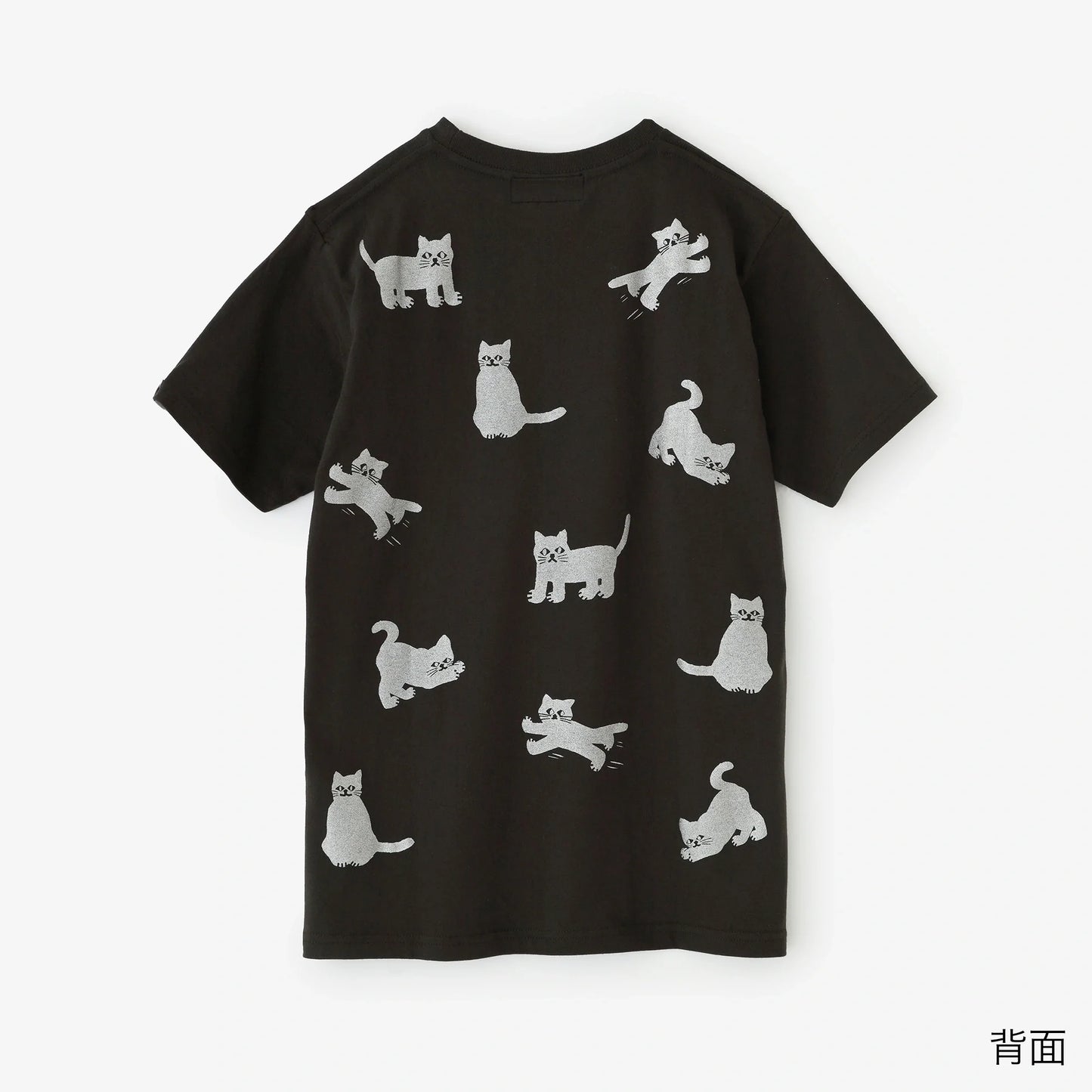 ねこ 半袖Tシャツ[5.0]／スモークブラック