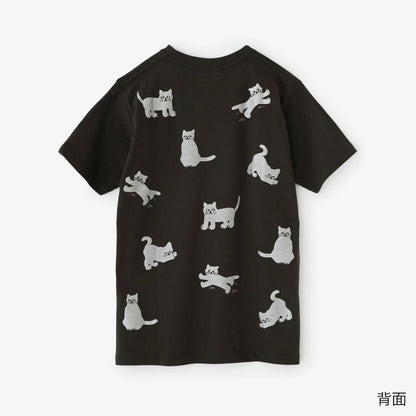 ねこ 半袖Tシャツ[5.0]／スモークブラック