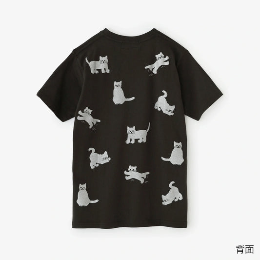 ねこ 半袖Tシャツ[5.0]／スモークブラック