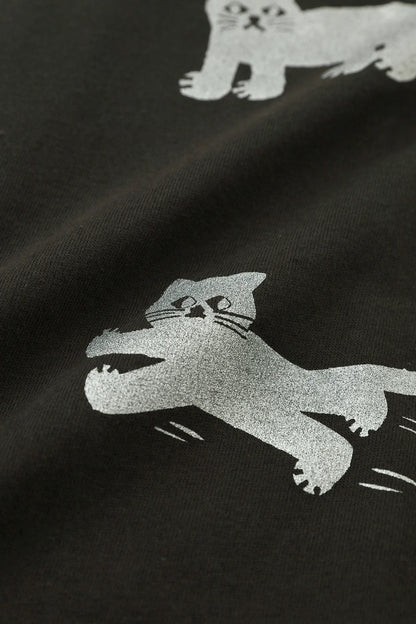 ねこ 半袖Tシャツ[5.0]／スモークブラック