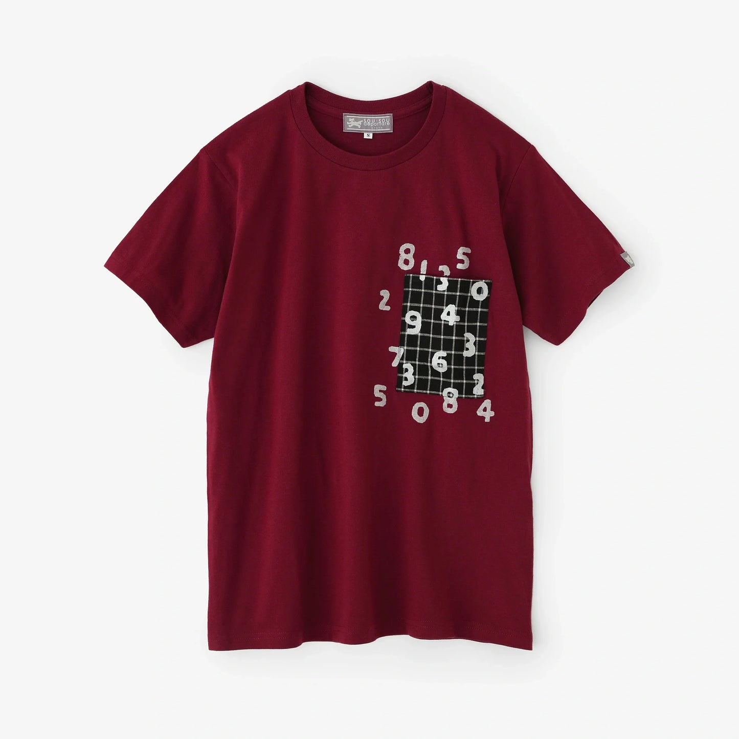 半袖 ポケットTシャツ[5.0]／バーガンディ×SO-SU-U昆（こん）