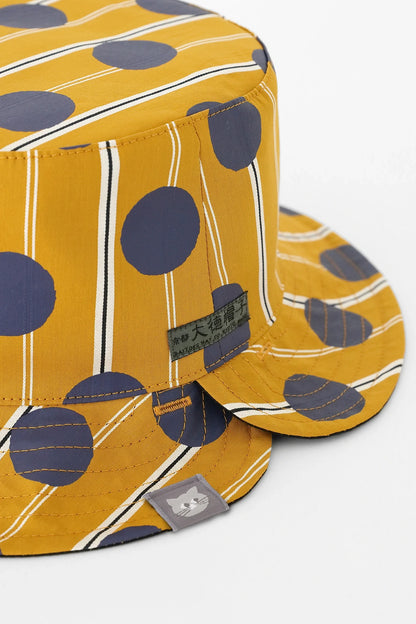 サテンストライプ リバーシブル BIKE HAT／すいぎょく 山吹茶（やまぶきちゃ）