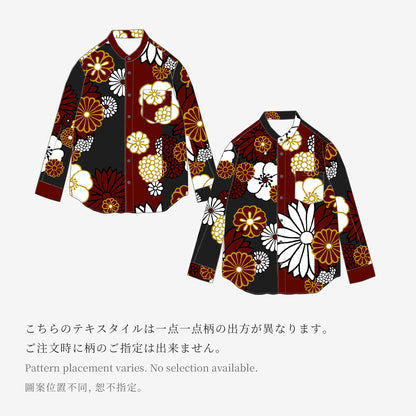 高島縮20/20 スタンドカラーシャツ／金襴緞子（きんらんどんす）